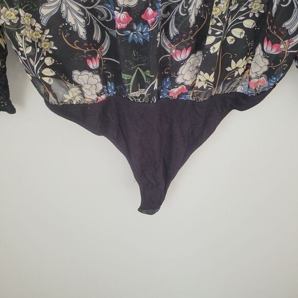Free People Intimately Must Have Been Love Sheer Floral Long Sleeve Bodysuit L - Picture 9 of 11